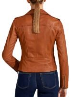 Womens Dark Brown Leather Aviator Jacket - Image 2