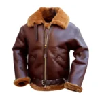 Brown Shearling Bomber Premium Leather Jacket