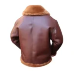 Brown Shearling Bomber Premium Leather Jacket - Image 3