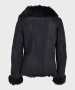 Womens Black Shearling Jacket - Image 2