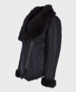 Womens Black Shearling Jacket - Image 3